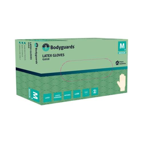 Bodyguards Disposable Latex Gloves      - Powdered                              GL8181 - Small